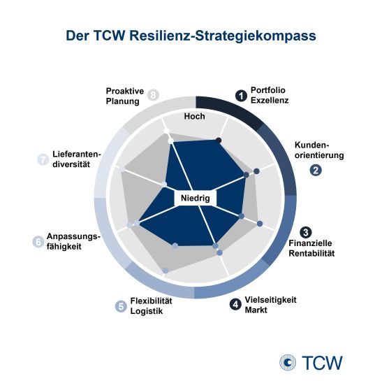 Abb. 4: Mit dem Resilienz-Audit des TCW können Unternehmen ihren eigenen Resilienz-Reifegrad bestimmen und Handlungsoptionen ableiten 